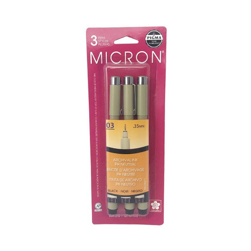 An Image of Sakura Pigma Micron Set of 3 Black Pens in Size 005