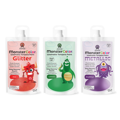 An image of Abroli Monster Color Tempera Paint Pouches.