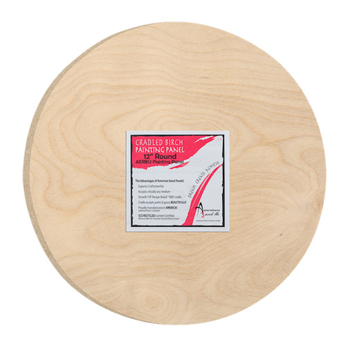 An image of an American Easel Natural Birch Round Panel.