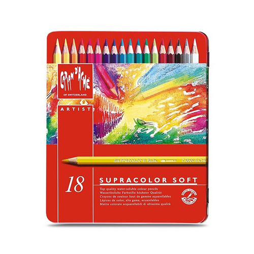 An Image of Caran D'Ache Supracolor Watercolor Pencils, 12 Assorted Colors