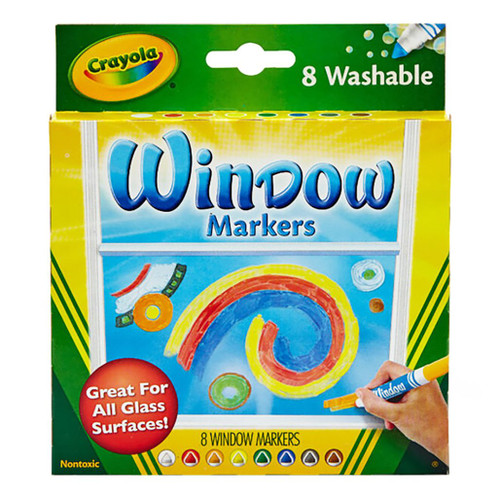 An image of Crayola Washable Window Markers, 8 Pack.