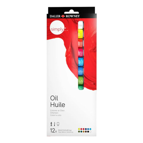 An image of a Daler-Rowney Simply Oil Paint Set, 12-Color Set.