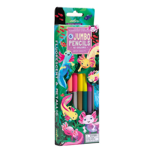 An image of an EeBoo Axolotl Jumbo Colored Pencil Set.