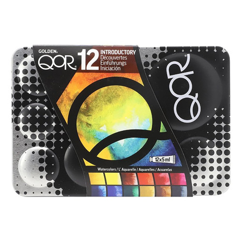 An image of a Golden QoR Watercolor 12-Color Intro Tube Set.