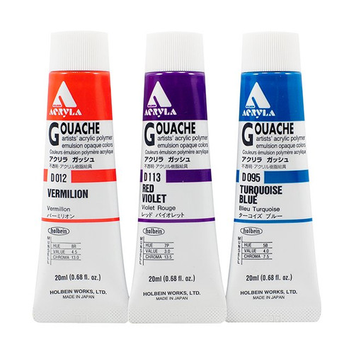 An image of Holbein Acrylic Gouache tubes.