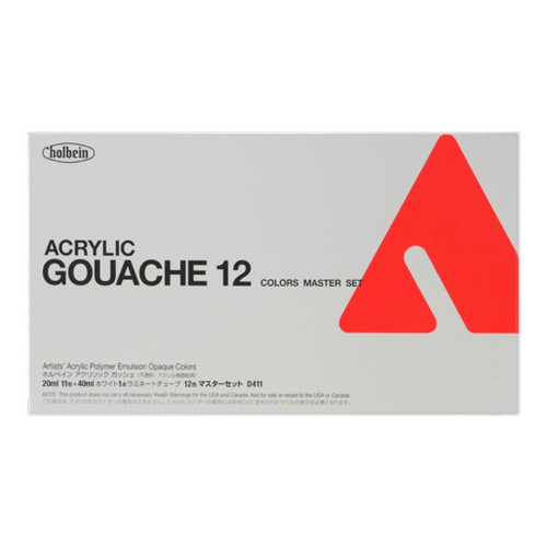 An image of a Holbein Acrylic Gouache 12-Color Master Set. 