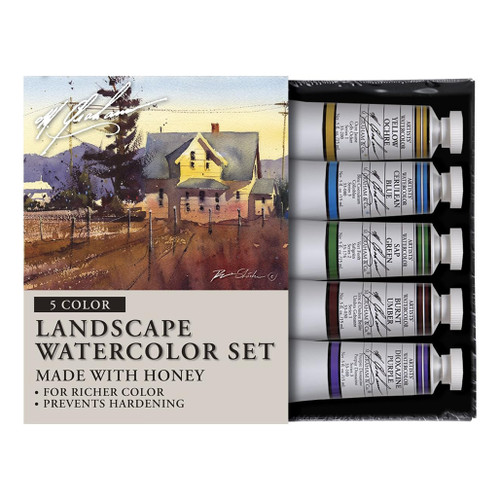 An image of a M. Graham 5-Color Landscape Watercolor Tube Set.