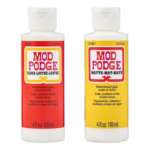 An image of two Mod Podge 4 oz bottles in gloss and matte.