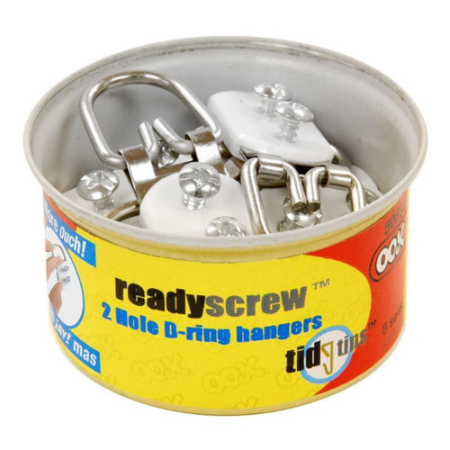 An image of an OOK ReadyScrew 2-Hole D-Ring Hanger Tidy Tin. 