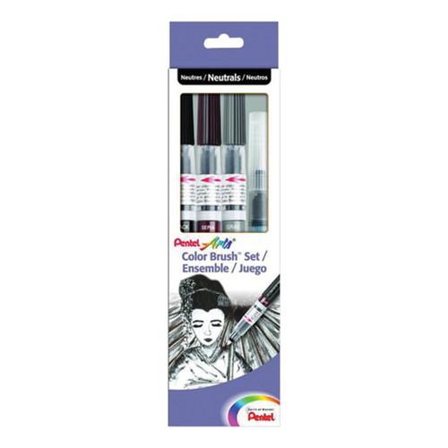 An image of a Pentel 4-Piece Neutral Color Brush Set.