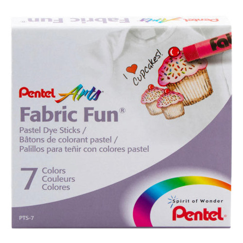 An image of a Pentel 7-Color Fabric Fun Pastel Dye Stick Set.