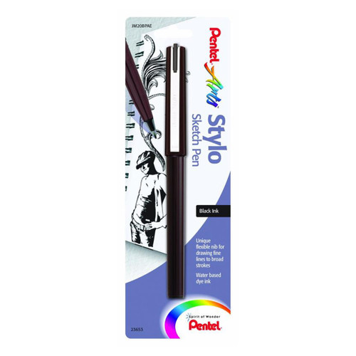 A carded image of a Pentel Stylo Sketch Pen, black.