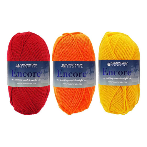 An image of Plymouth Encore Worsted Yarn skeins.