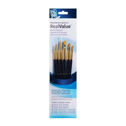 An Image of Princeton RealValue Brush Sets #9132 Golden Taklon, Set of 6