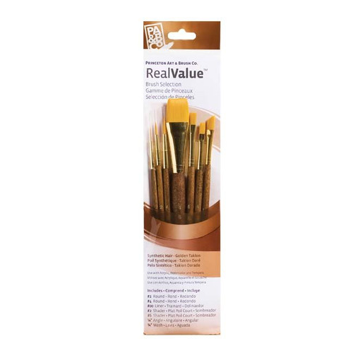 An Image of Princeton RealValue Brush Sets #9141 Golden Taklon, Set of 7