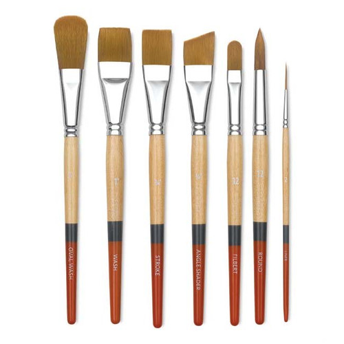 An image of Princeton Series 9650 Snap! Golden Taklon Short Handle Brushes.