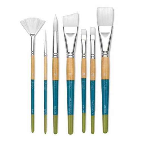 An image of Princeton Series 9850 Snap! White Taklon Short Handle Brushes.