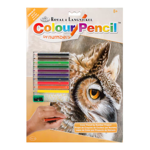 An image of a Royal & Langnickel Color Pencil By Number Kit Sepia Owl.