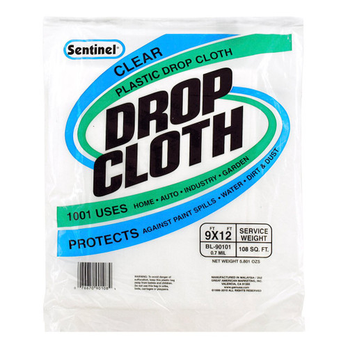 An image of a Sentinel 9' x 12' Clear Plastic Drop Cloth.
