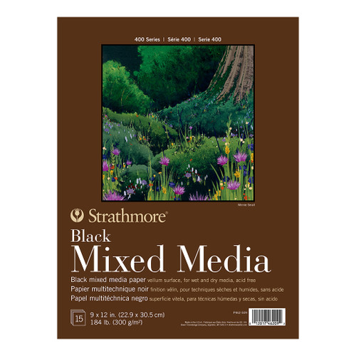 An image of a Strathmore 400 Series Black Mixed Media Pad, 9" x 12".