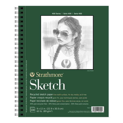 An image of a Strathmore 400 Series Recycled Sketch Pad, 9" x 12".