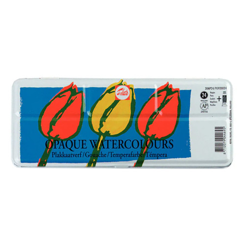 An image of a Talens 24-Color Opaque Watercolor Set.