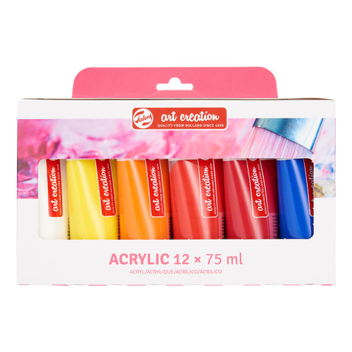 An image of a Talens Art Creation 12-Color Acrylic Paint Set, 75 ml.