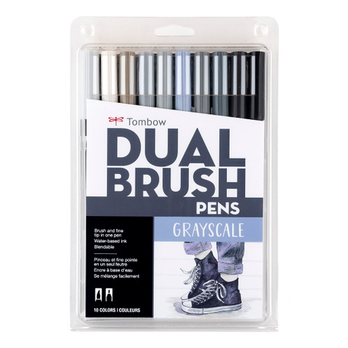 An image of a Tombow Grayscale Palette Dual Brush Pen Set.