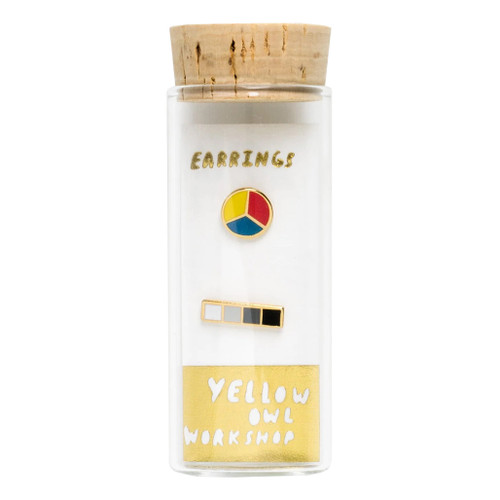 An image of Yellow Owl Workshop Color Wheel & Grayscale Earrings.